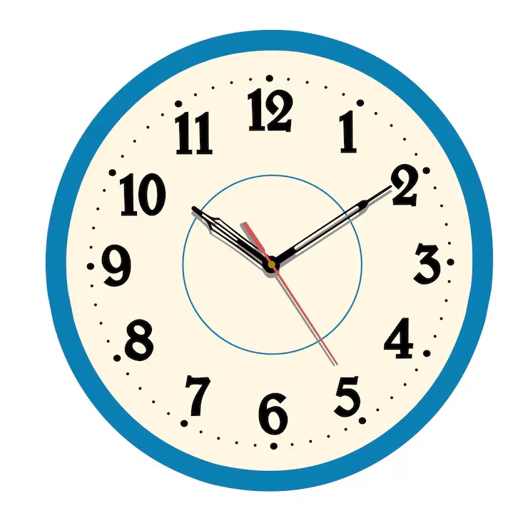 Minimal clock illustration with soft circular rings representing a gentle, unhurried day cycle